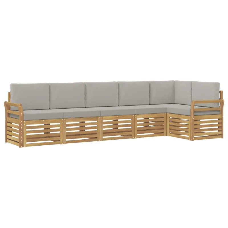Lauko sofos komplektas 6 pcs Balta ir šviesiai pilka