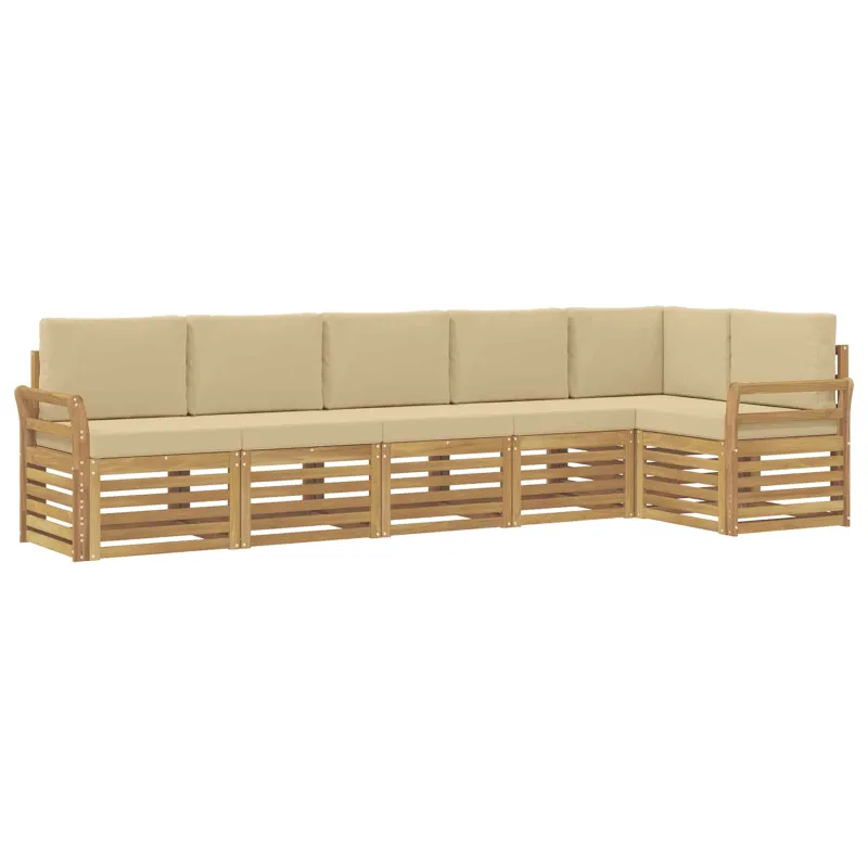 Lauko sofos komplektas 6 pcs Balta ir kreminė