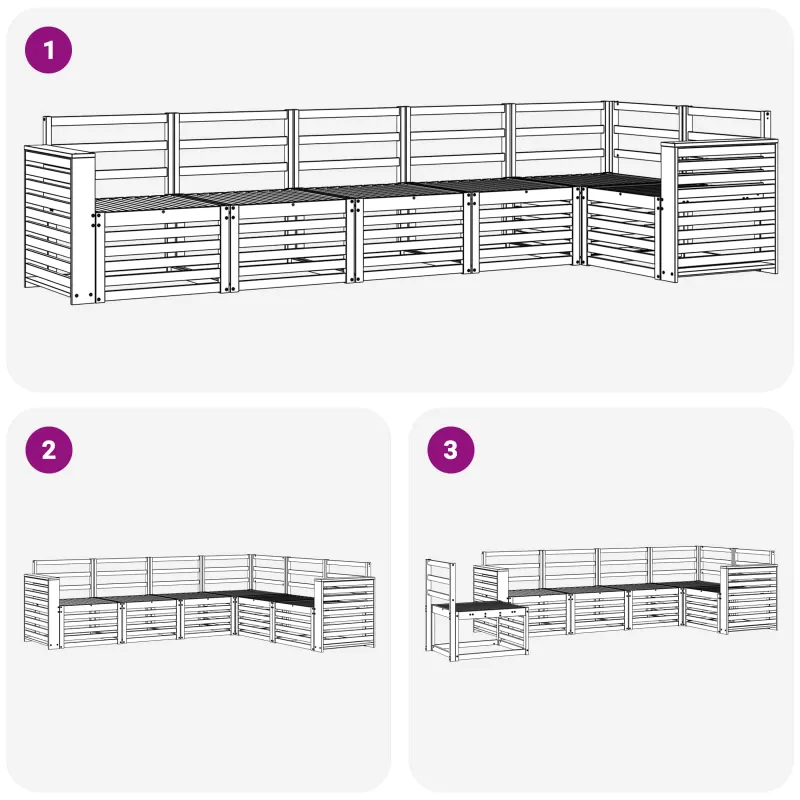 Lauko sofos komplektas 6 pcs Balta 310 x 132,5 x 73 cm