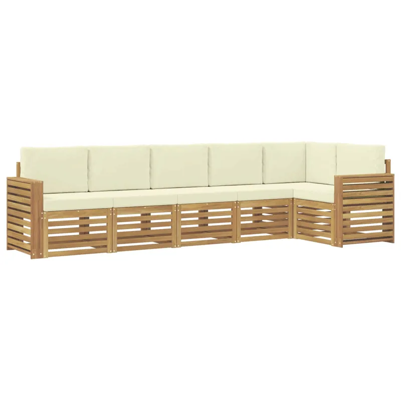 Lauko sofos komplektas 6 pcs Balta ir kreminė