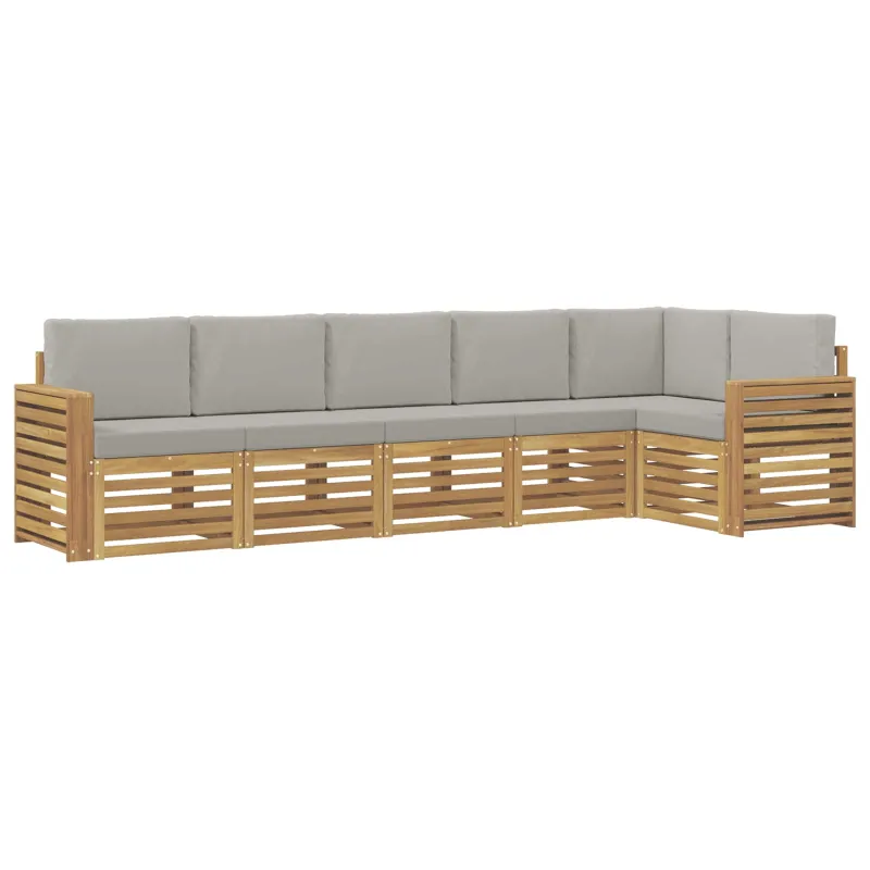 Lauko sofos komplektas 6 pcs Balta ir šviesiai pilka