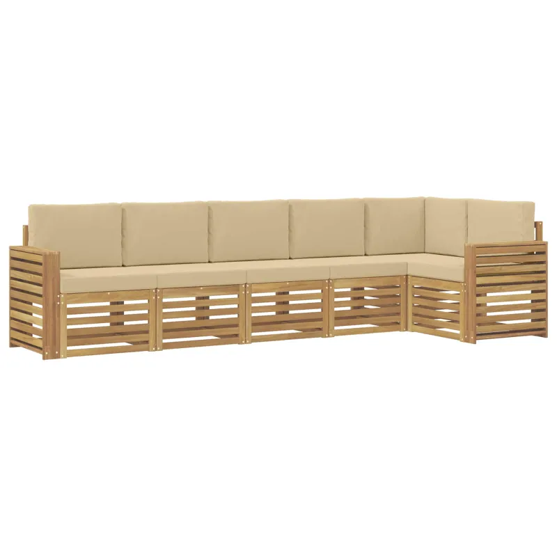 Lauko sofos komplektas 6 pcs Balta ir kreminė