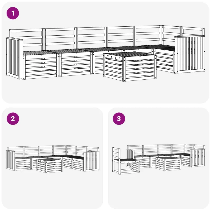 Lauko sofos komplektas 7 pcs Balta 59 x 59 x 37 cm