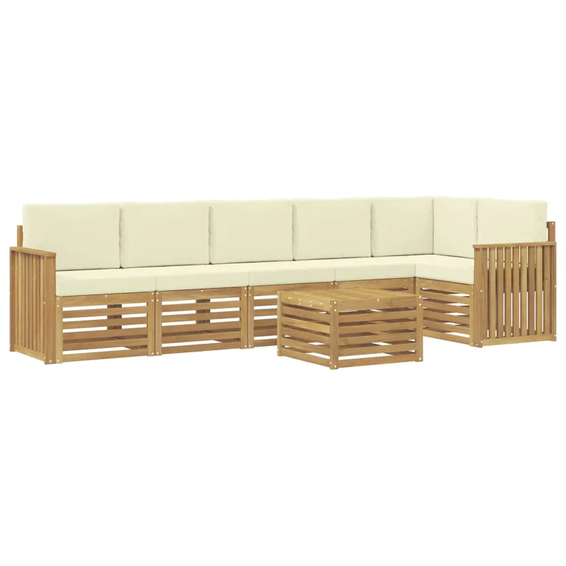 Lauko sofos komplektas 7 pcs Balta ir kreminė 59 x 59 x 37 cm