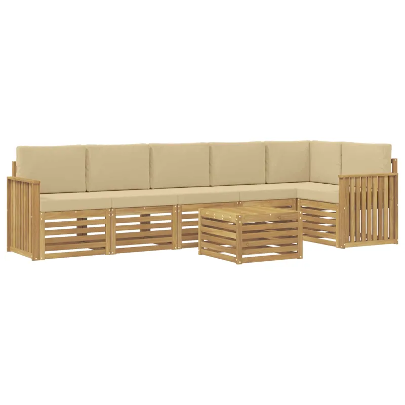 Lauko sofos komplektas 7 pcs Balta ir kreminė 59 x 59 x 37 cm