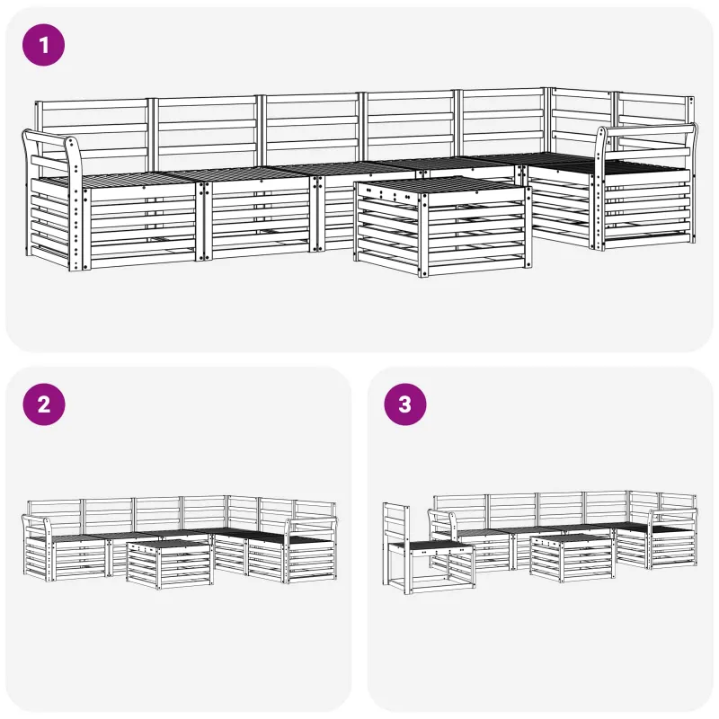 Lauko sofos komplektas 7 pcs Balta 59 x 59 x 37 cm