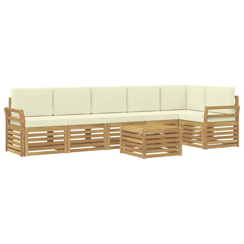 Lauko sofos komplektas 7 pcs Balta ir kreminė 59 x 59 x 37 cm