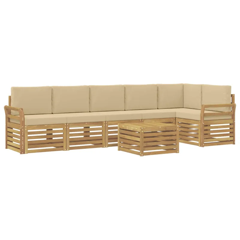 Lauko sofos komplektas 7 pcs Balta ir kreminė 59 x 59 x 37 cm