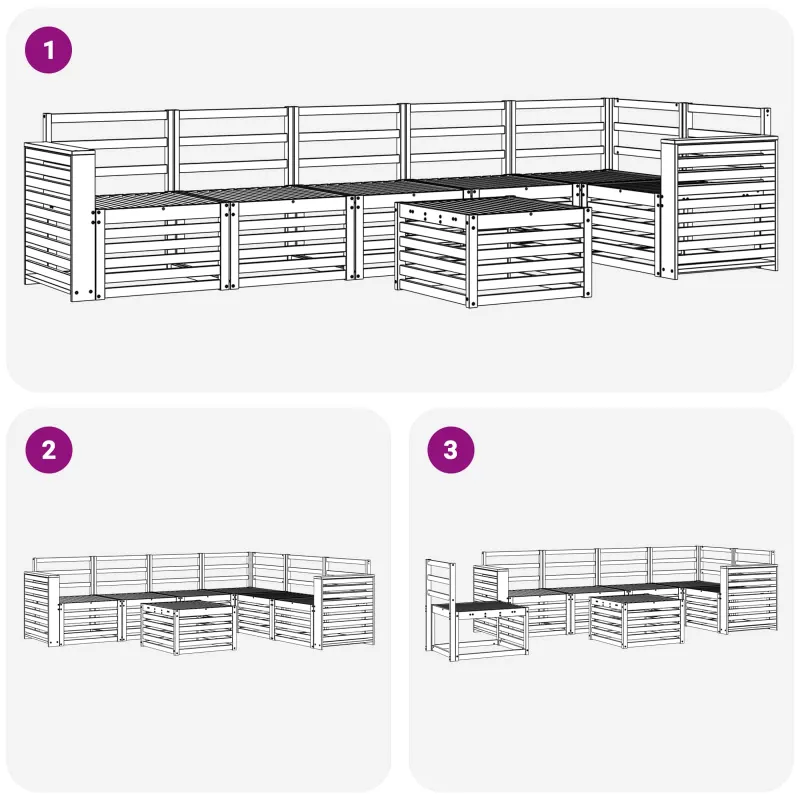 Lauko sofos komplektas 7 pcs Balta 59 x 59 x 37 cm