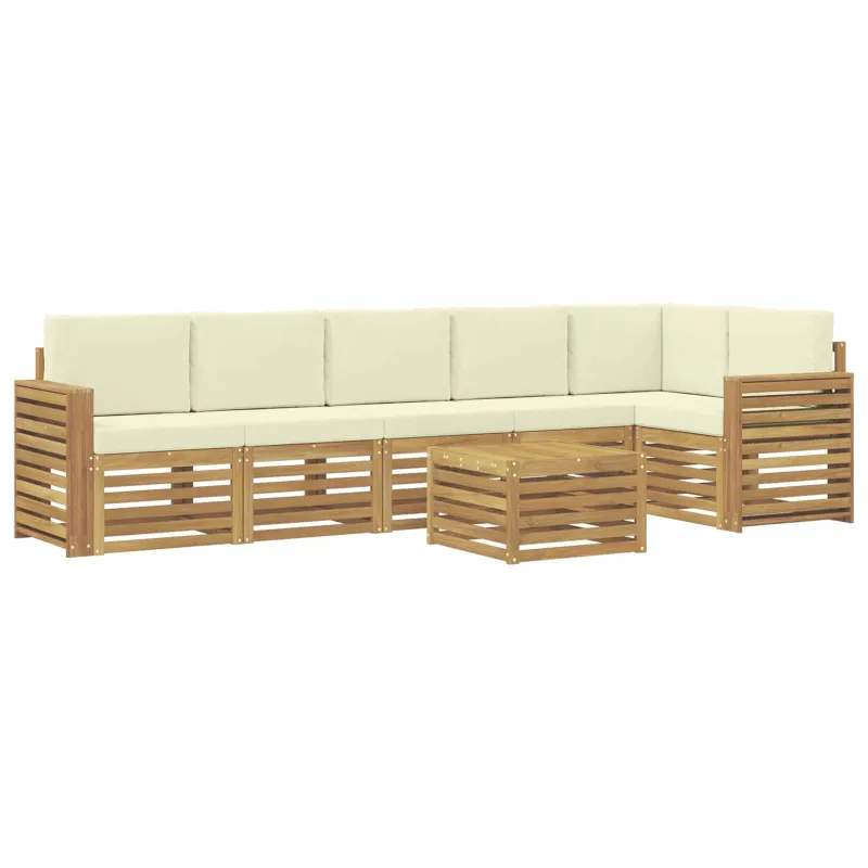Lauko sofos komplektas 7 pcs Balta ir kreminė 59 x 59 x 37 cm
