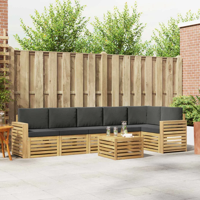 Lauko sofos komplektas 7 pcs Balta ir antracito 59 x 59 x 37 cm