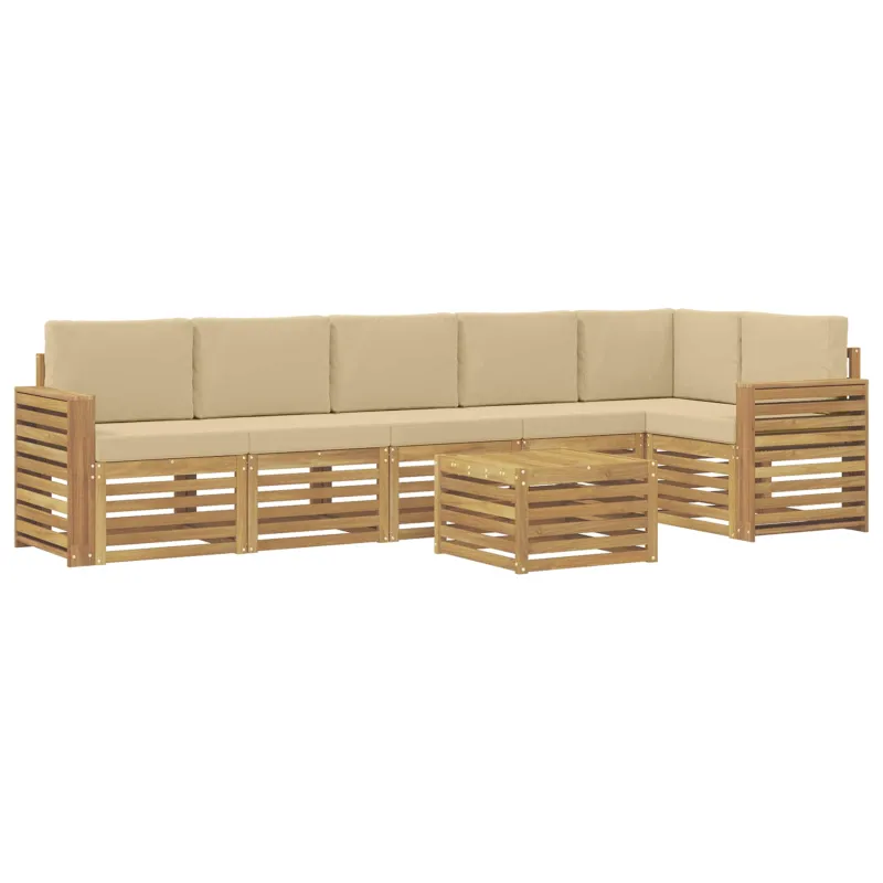 Lauko sofos komplektas 7 pcs Balta ir kreminė 59 x 59 x 37 cm
