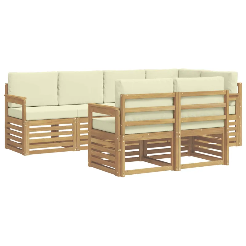 Lauko sofos komplektas 7 pcs Balta ir kreminė
