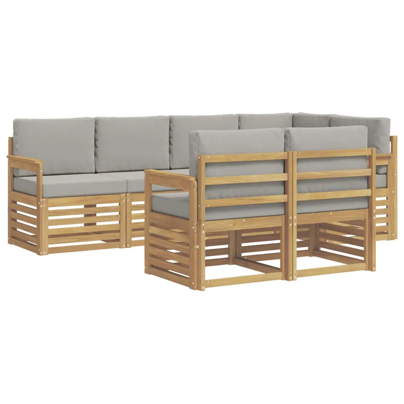 Lauko sofos komplektas 7 pcs Balta ir šviesiai pilka
