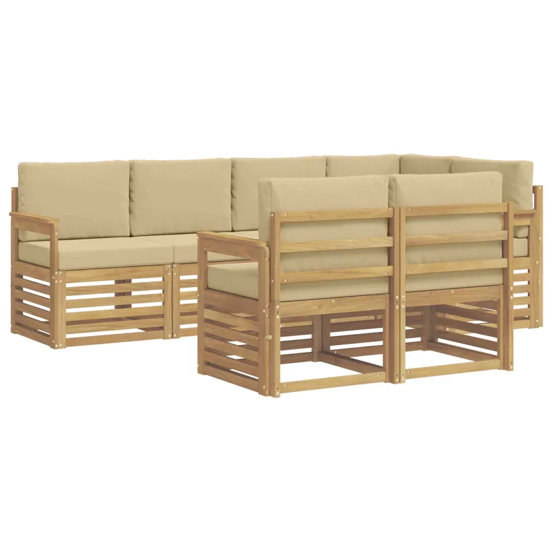 Lauko sofos komplektas 7 pcs Balta ir kreminė