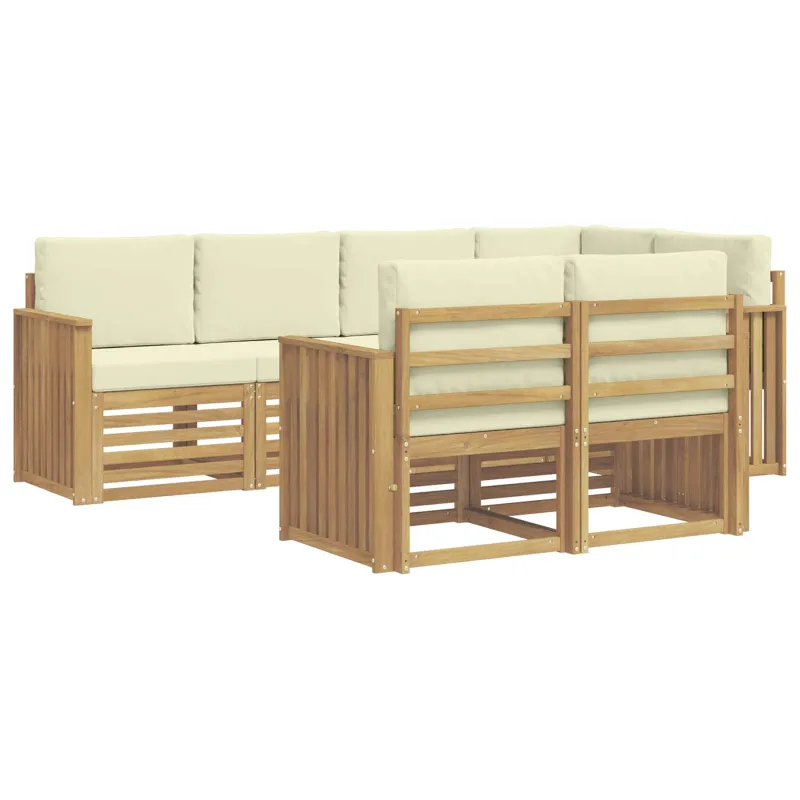 Lauko sofos komplektas 7 pcs Balta ir kreminė