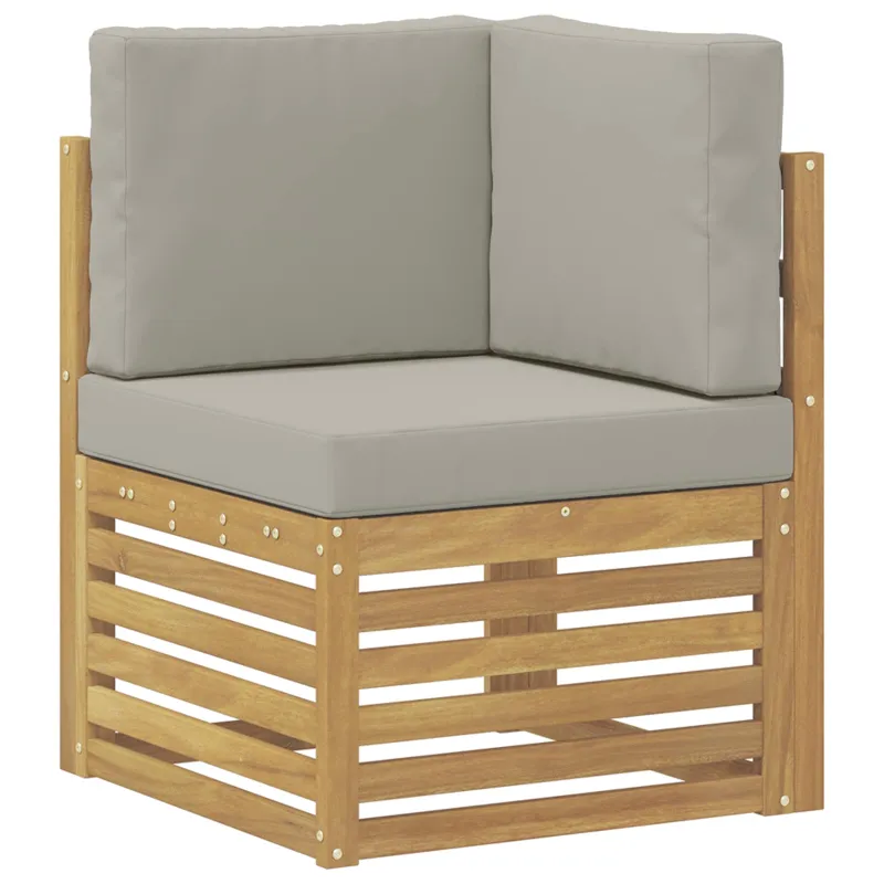 Lauko sofos komplektas 7 pcs Balta ir šviesiai pilka
