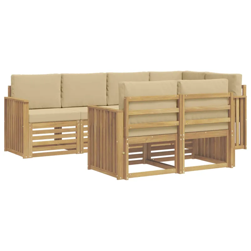 Lauko sofos komplektas 7 pcs Balta ir kreminė