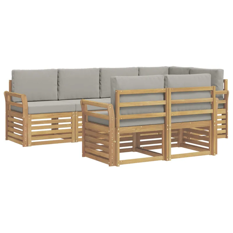 Lauko sofos komplektas 7 pcs Balta ir šviesiai pilka