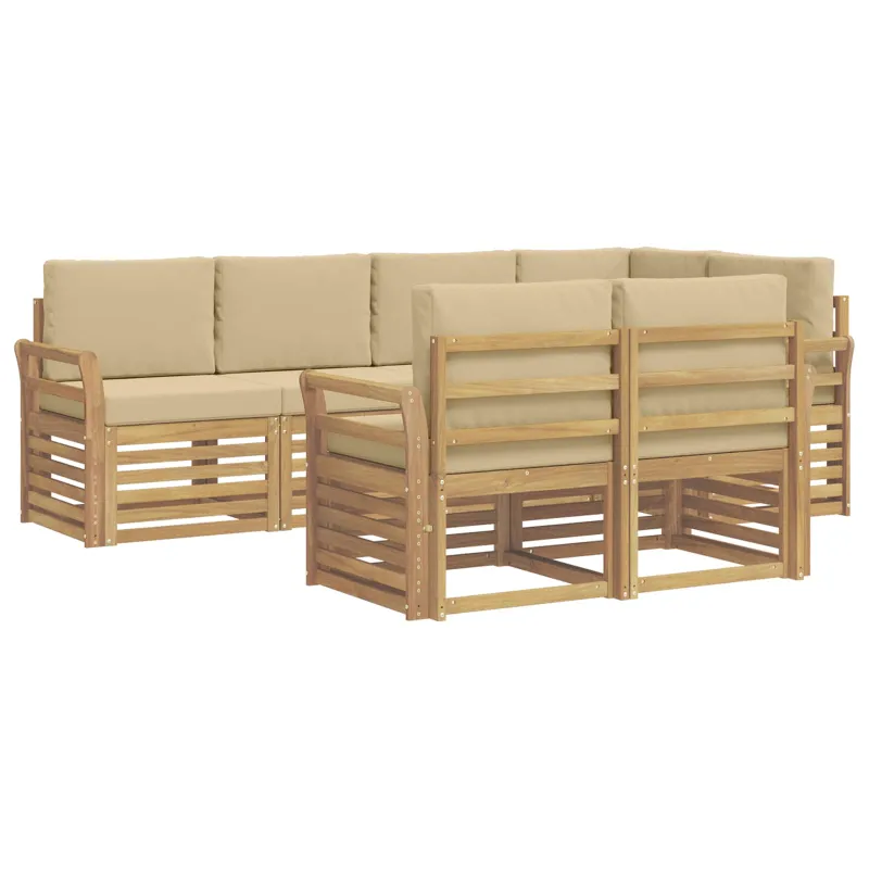 Lauko sofos komplektas 7 pcs Balta ir kreminė