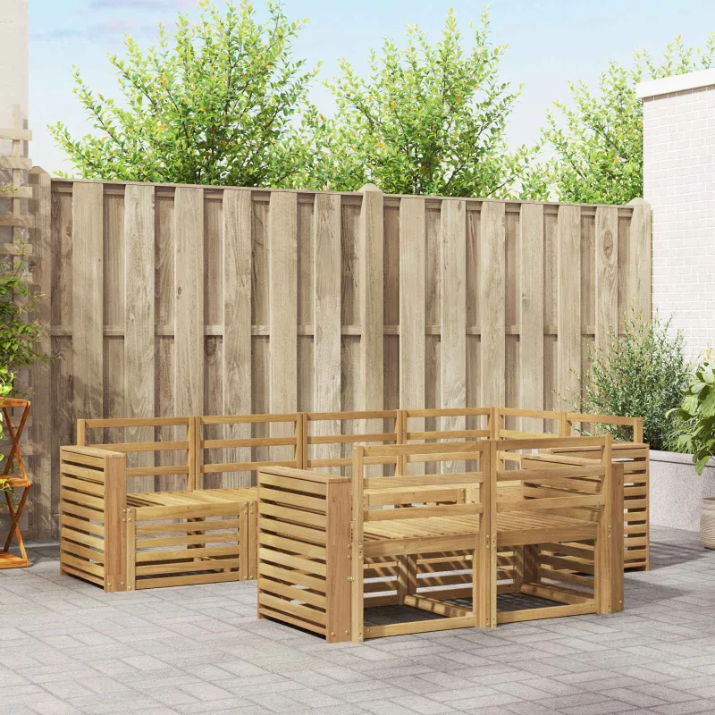 Lauko sofos komplektas 7 pcs Balta 251 x 132,5 x 73 cm