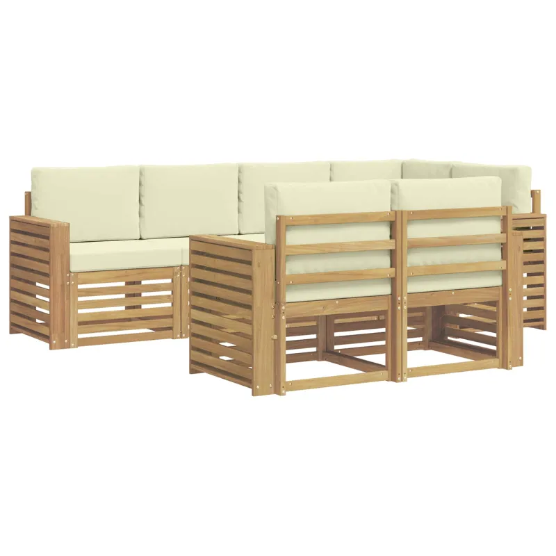 Lauko sofos komplektas 7 pcs Balta ir kreminė