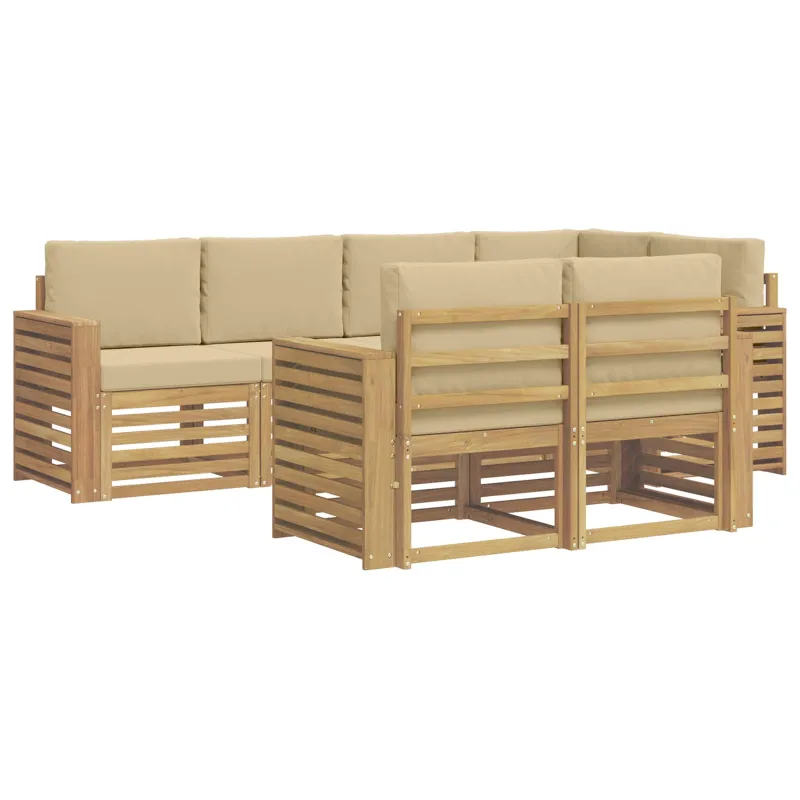 Lauko sofos komplektas 7 pcs Balta ir kreminė