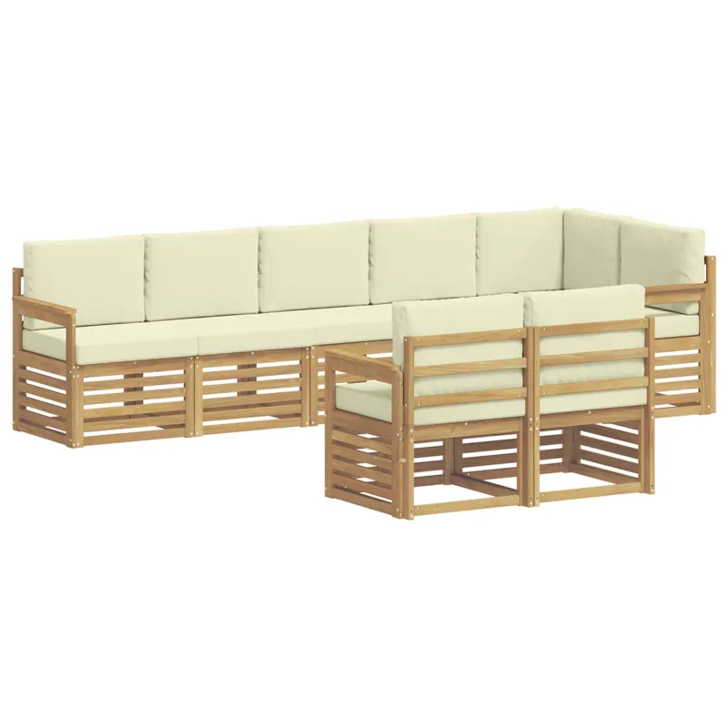 Lauko sofos komplektas 8 pcs Balta ir kreminė