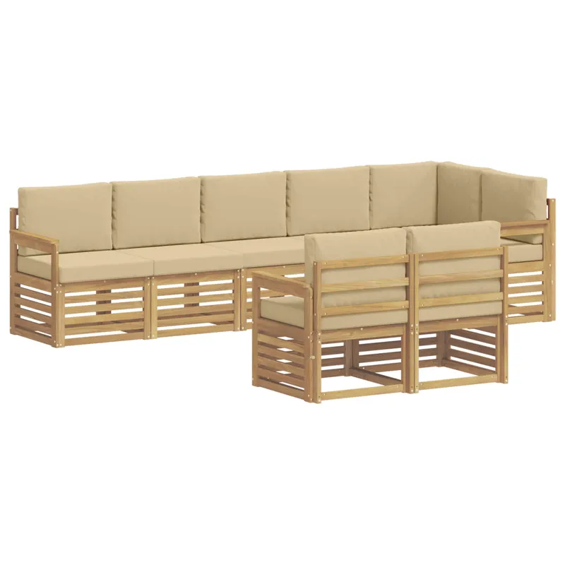Lauko sofos komplektas 8 pcs Balta ir kreminė