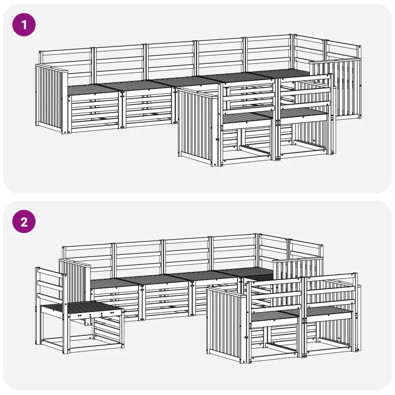 Lauko sofos komplektas 8 pcs Balta 306 x 128,5 x 73 cm