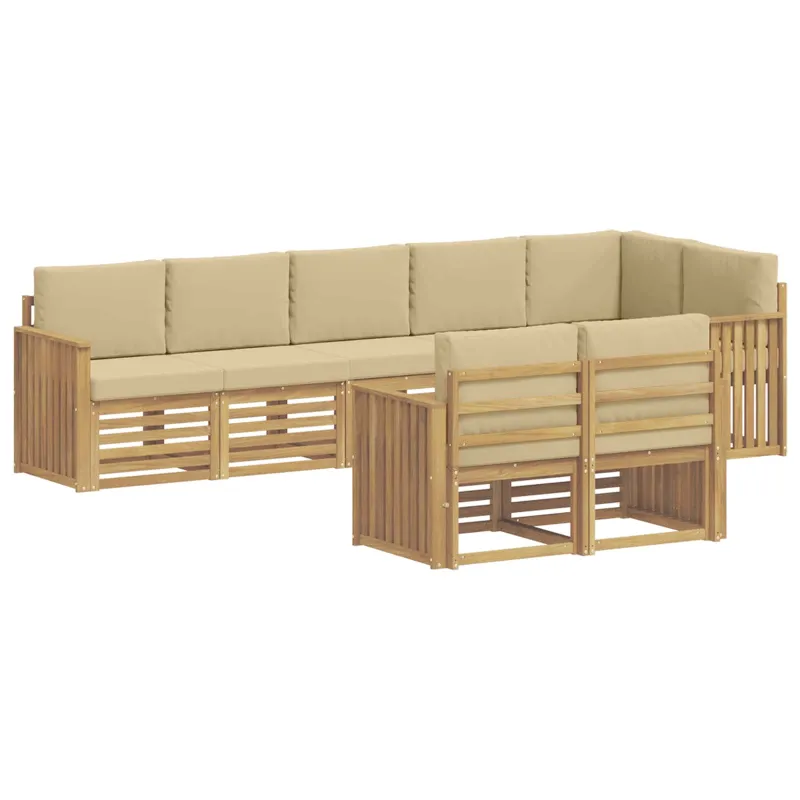 Lauko sofos komplektas 8 pcs Balta ir kreminė
