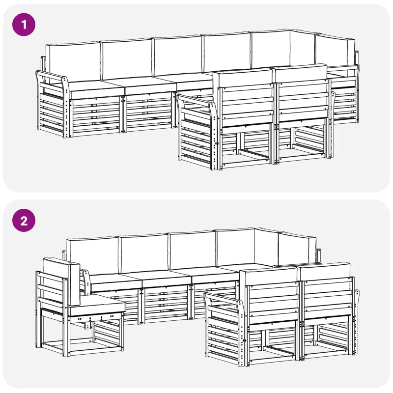 Lauko sofos komplektas 8 pcs Balta ir antracito