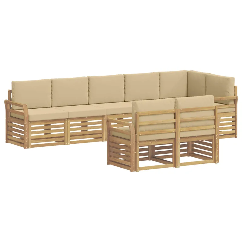 Lauko sofos komplektas 8 pcs Balta ir kreminė