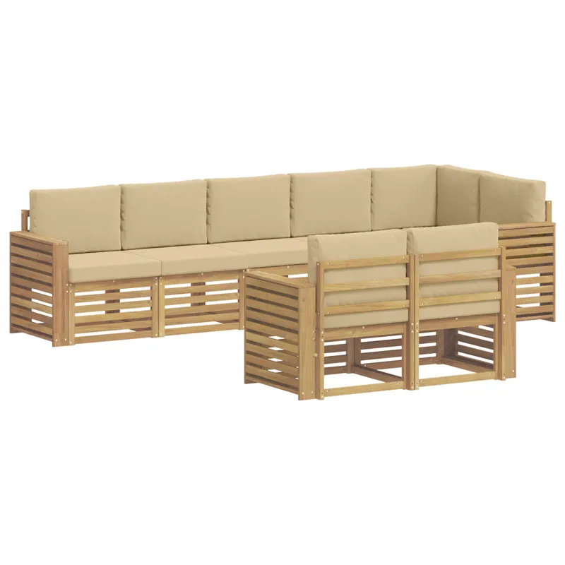 Lauko sofos komplektas 8 pcs Balta ir kreminė