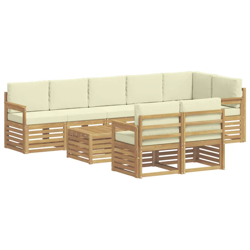Lauko sofos komplektas 8 pcs Balta ir kreminė 59 x 59 x 37 cm