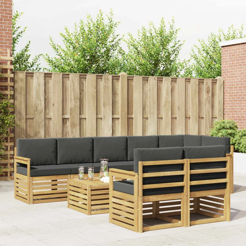 Lauko sofos komplektas 8 pcs Balta ir antracito 59 x 59 x 37 cm