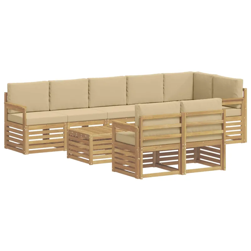 Lauko sofos komplektas 8 pcs Balta ir kreminė 59 x 59 x 37 cm