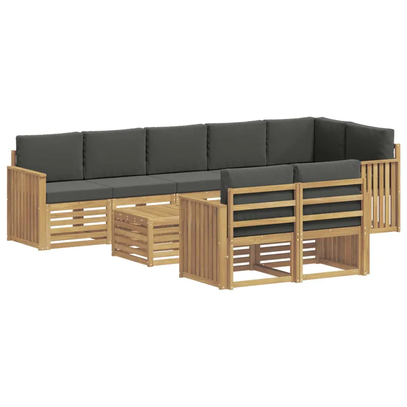 Lauko sofos komplektas 9 pcs Balta ir antracito 59 x 59 x 37 cm
