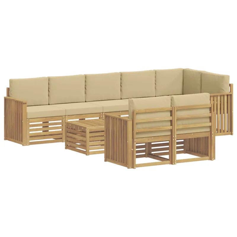 Lauko sofos komplektas 9 pcs Balta ir kreminė 59 x 59 x 37 cm
