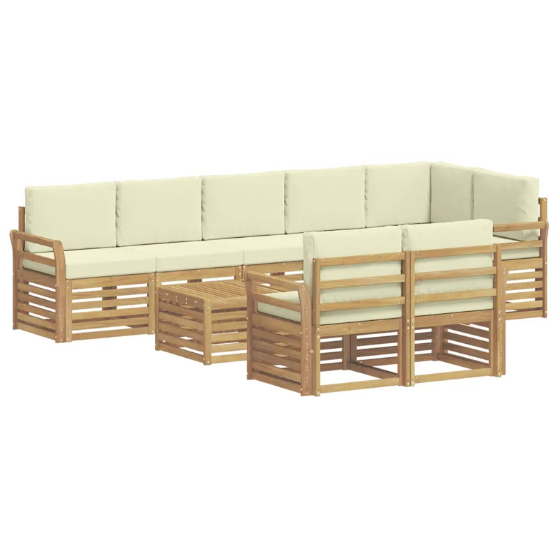 Lauko sofos komplektas 9 pcs Balta ir kreminė 59 x 59 x 37 cm