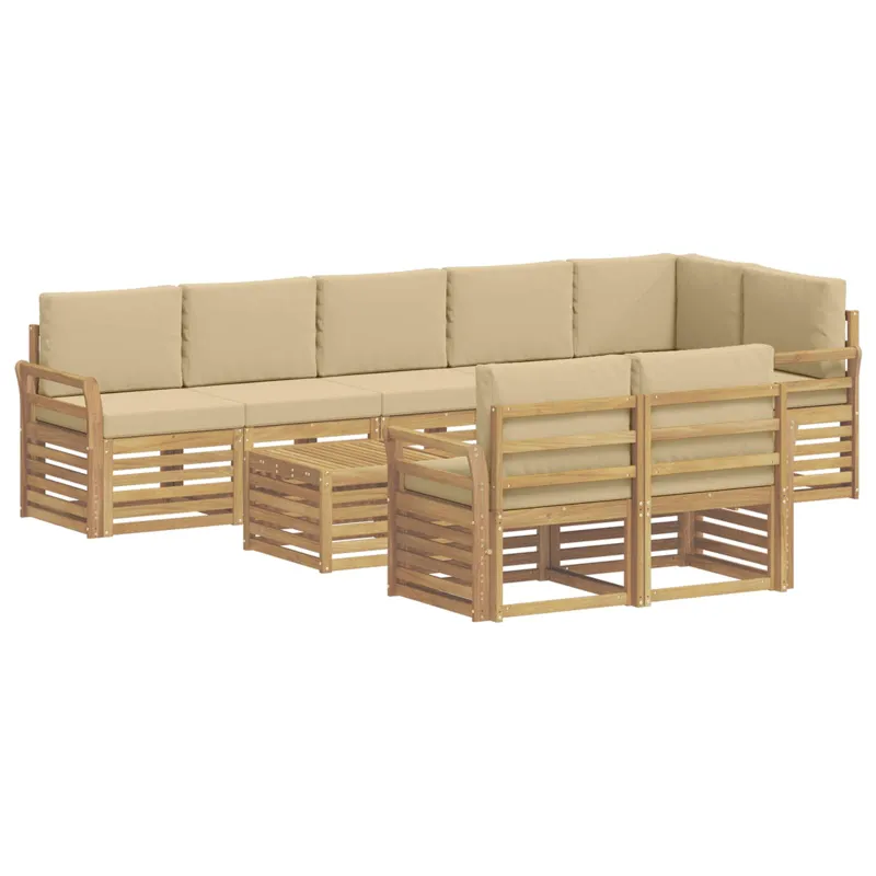 Lauko sofos komplektas 9 pcs Balta ir kreminė 59 x 59 x 37 cm