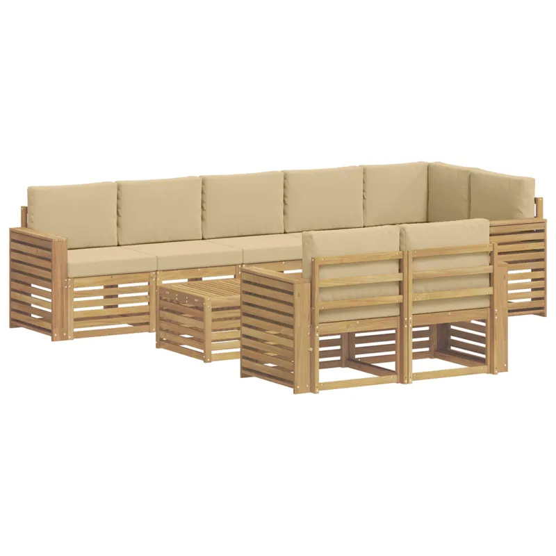 Lauko sofos komplektas 9 pcs Balta ir kreminė 59 x 59 x 37 cm