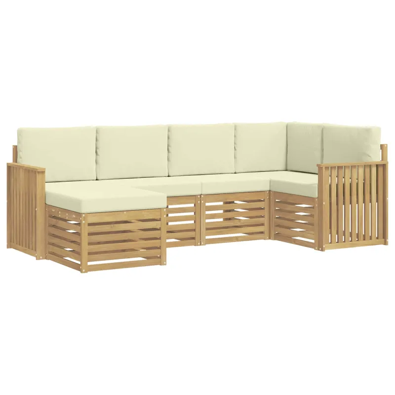 Lauko sofos komplektas 6 pcs Balta ir kreminė Poliesteris