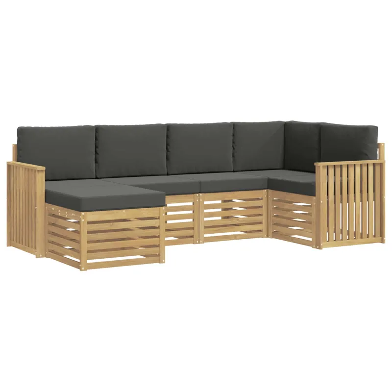 Lauko sofos komplektas 6 pcs Balta ir antracito Poliesteris