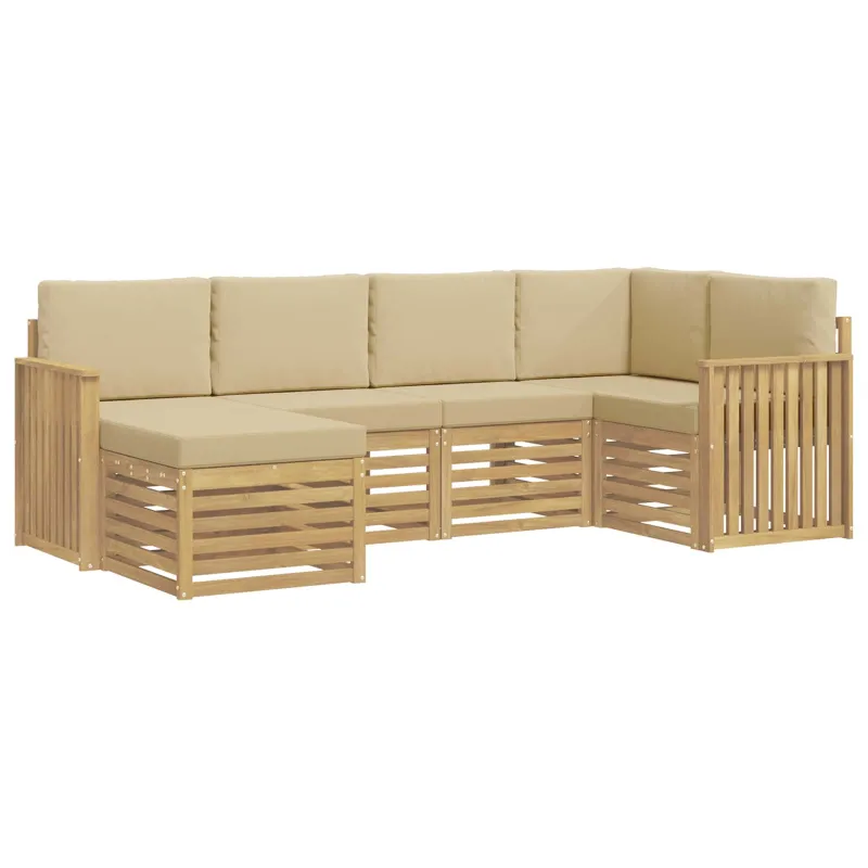 Lauko sofos komplektas 6 pcs Balta ir kreminė Poliesteris