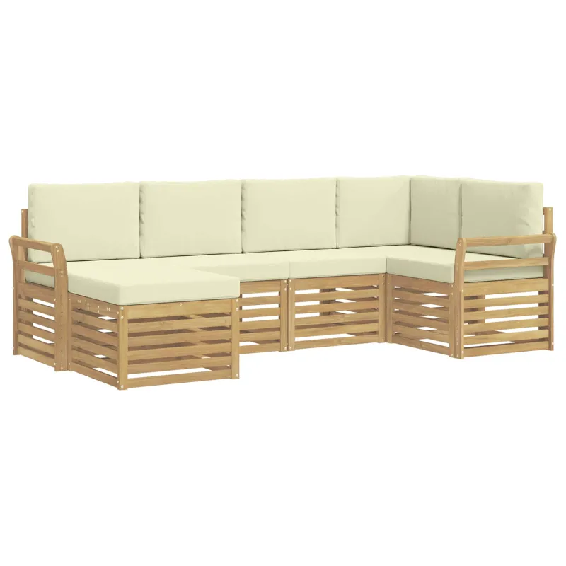 Lauko sofos komplektas 6 pcs Balta ir kreminė Poliesteris