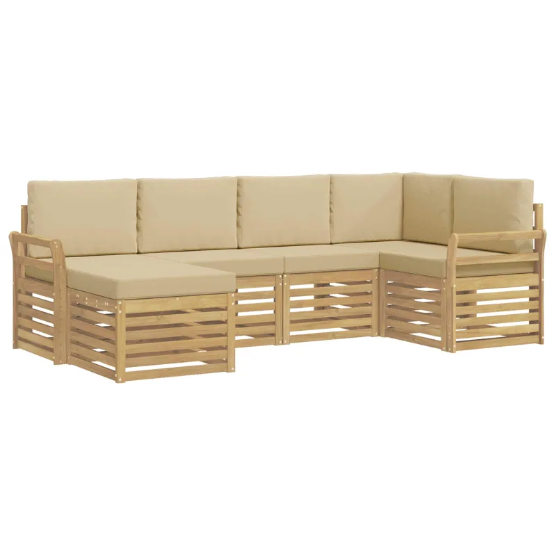 Lauko sofos komplektas 6 pcs Balta ir kreminė Poliesteris