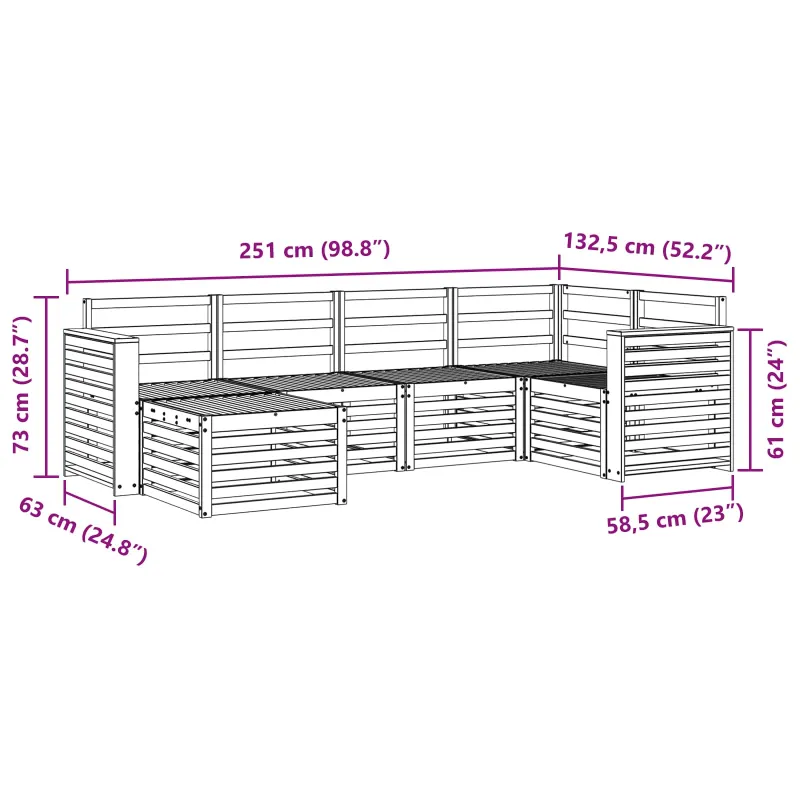 Lauko sofos komplektas 6 pcs Balta Poliesteris