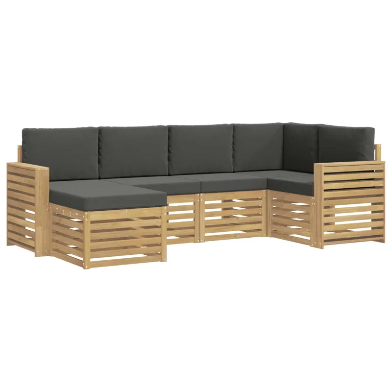 Lauko sofos komplektas 6 pcs Balta ir antracito Poliesteris