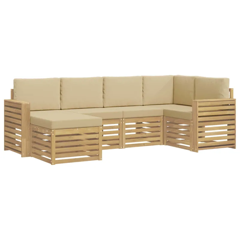 Lauko sofos komplektas 6 pcs Balta ir kreminė Poliesteris